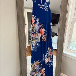 Floral Maxi Dress in Blue and Pink